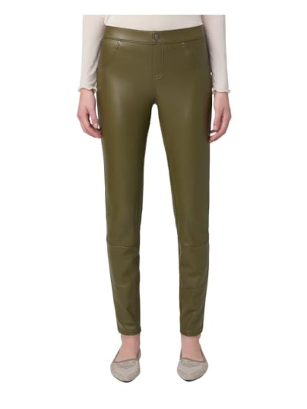 Faux Leather Leggings Mid Rise Skinny Pull On Stretch Casual Work Wear